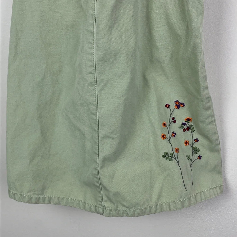 Vintage Y2K Strappy Cotton Canvas Dress Floral Embroidery